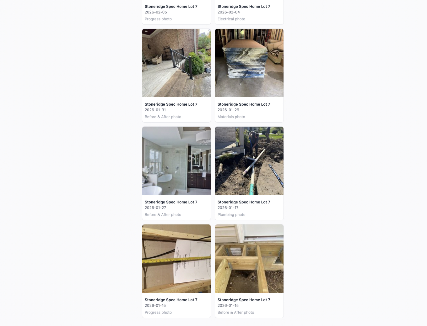 AI-classified job photos organized by category